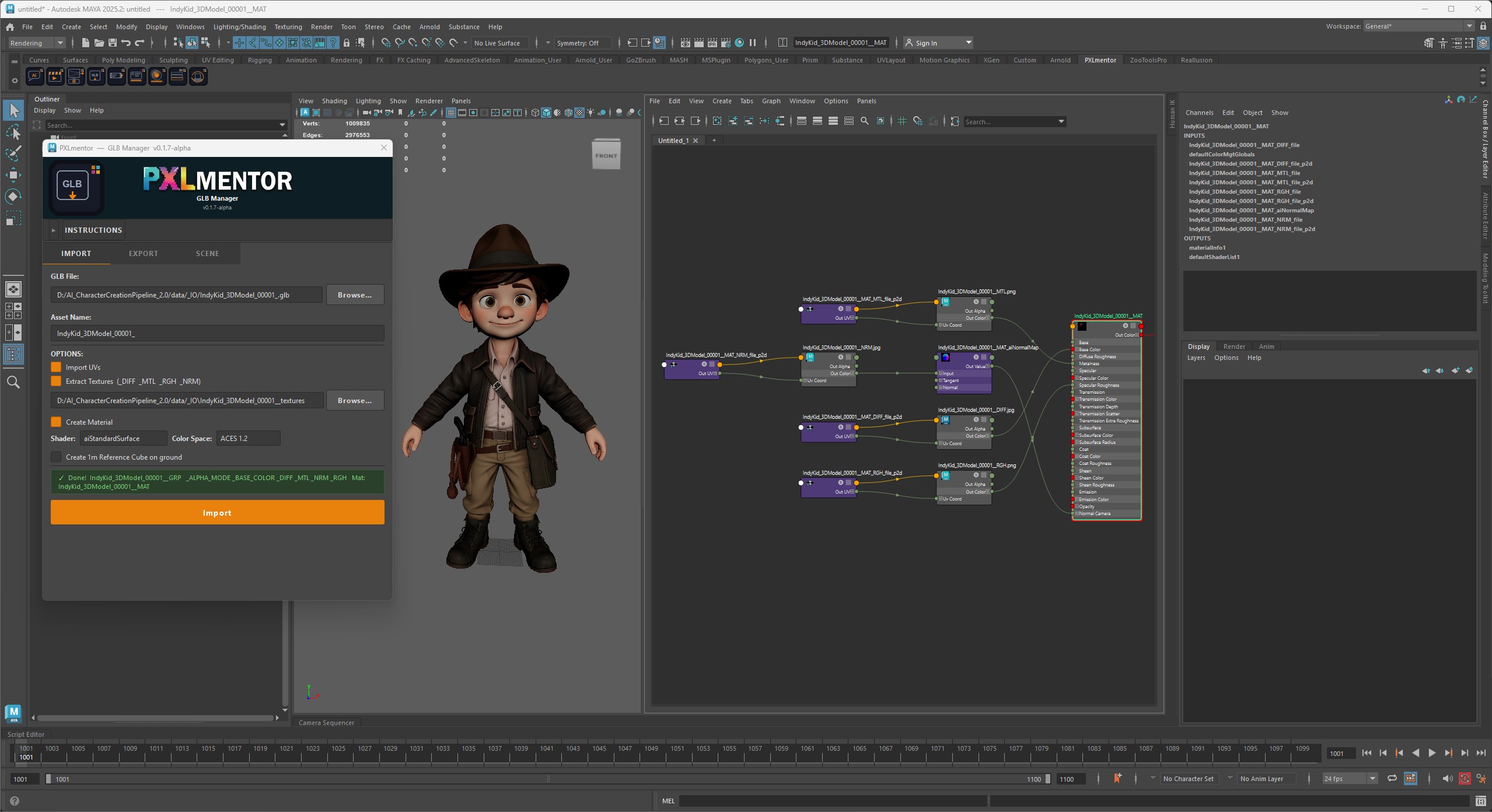 GLB Manager imported asset in Maya