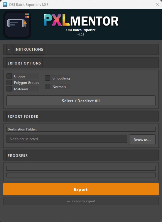 OBJ Exporter interface