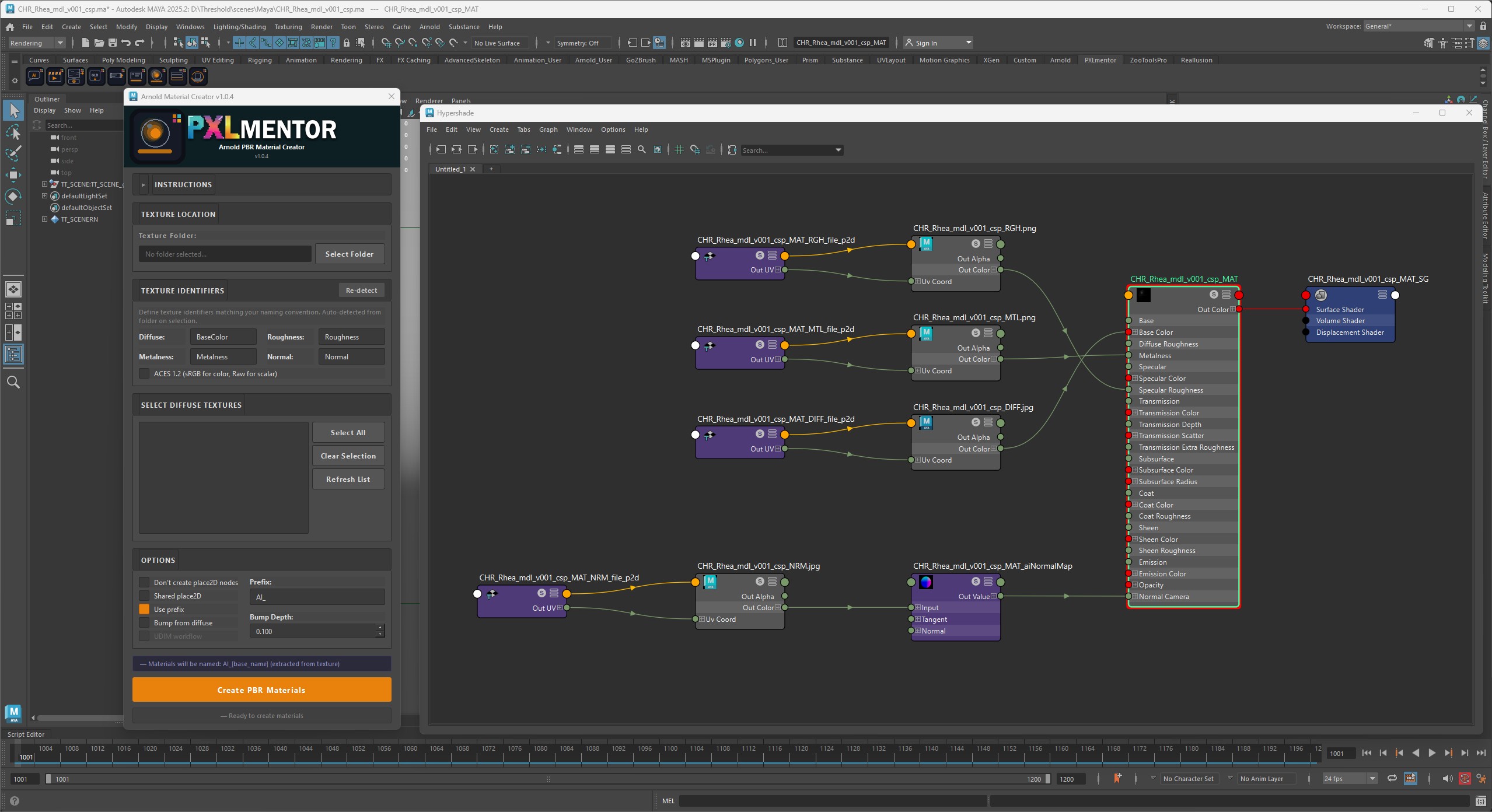 PBR Material Creator output in Maya
