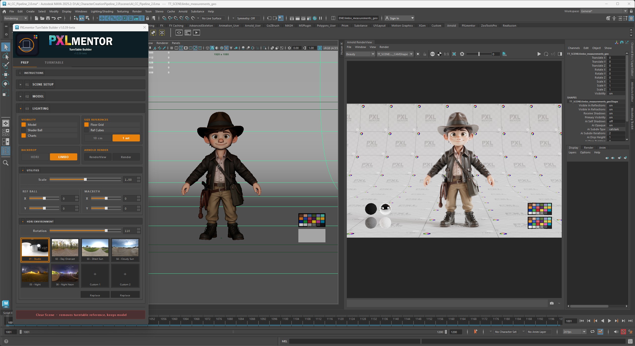 PXLtools TurnTable Builder running inside Maya