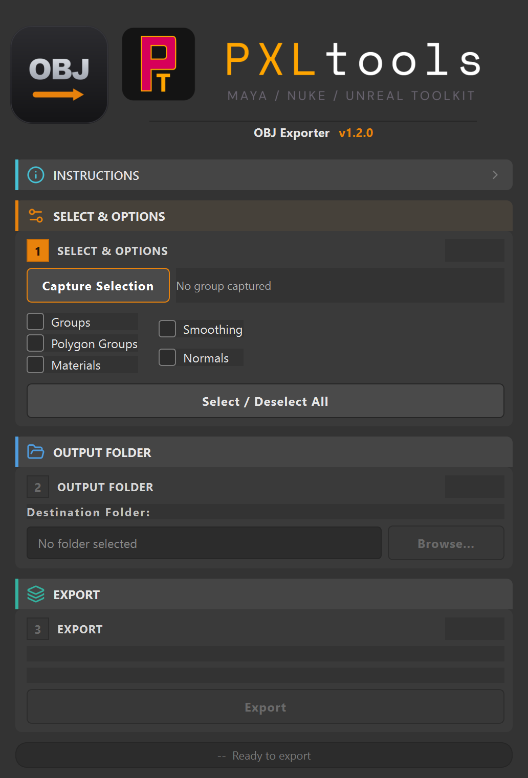 OBJ Exporter interface preview