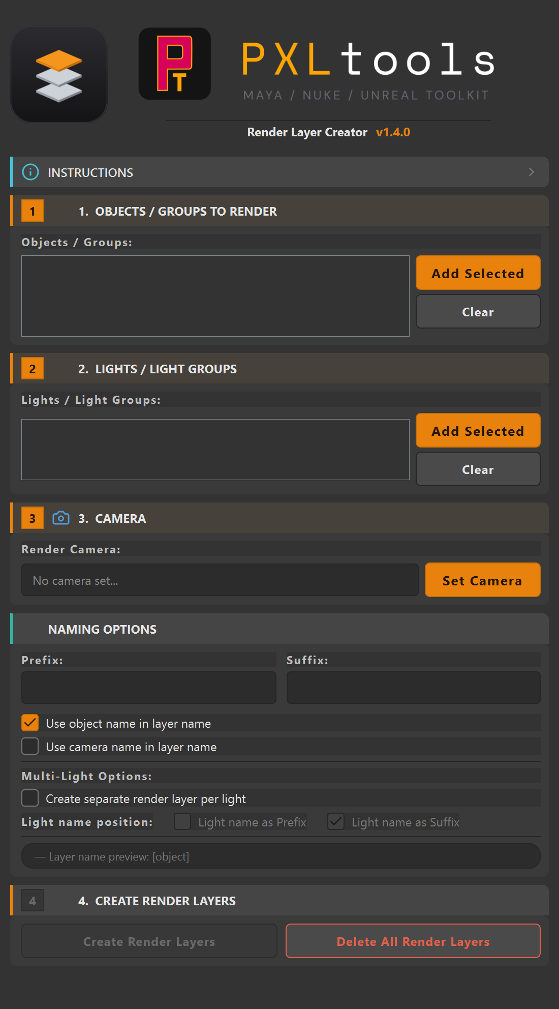 Render Layer Creator interface preview
